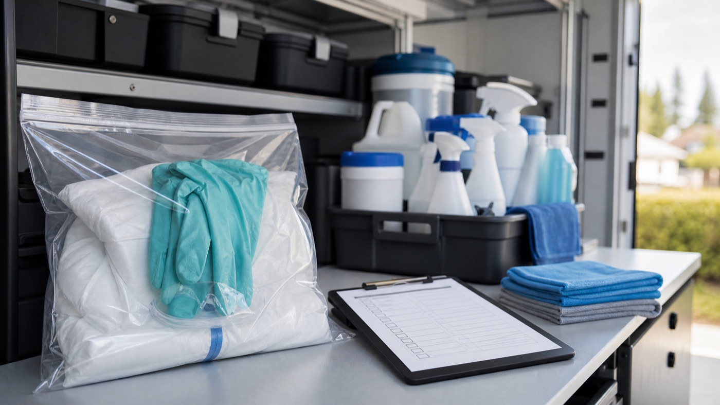 Biohazard and crime scene cleanup intake workflow example