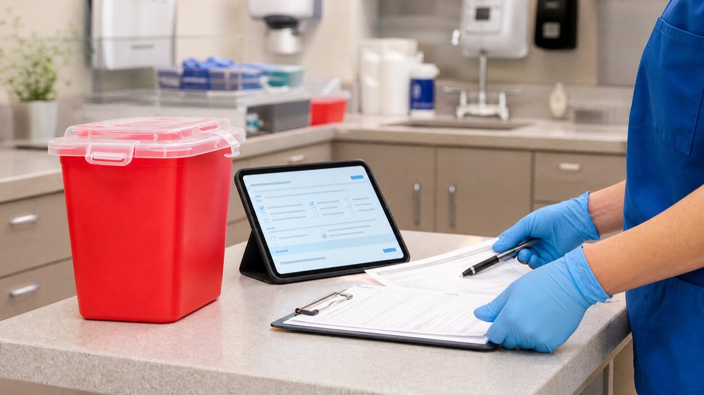 Medical waste and sharps pickup intake workflow example