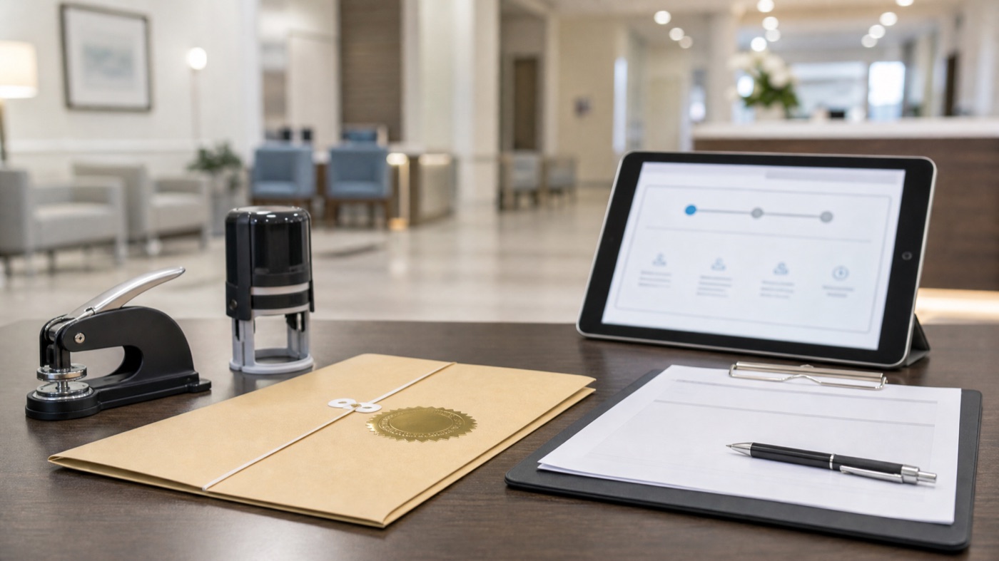 Mobile notary for facilities intake workflow example