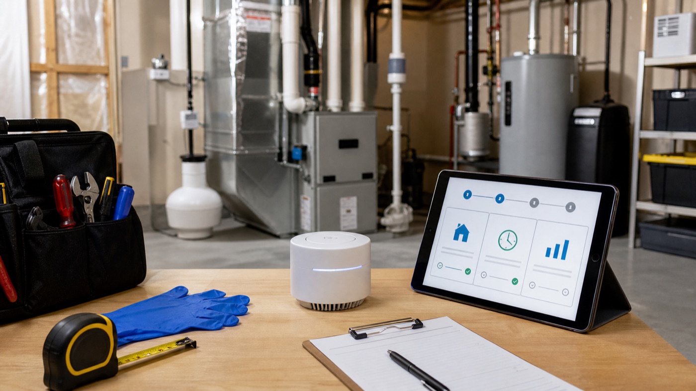 Radon testing and mitigation intake workflow example